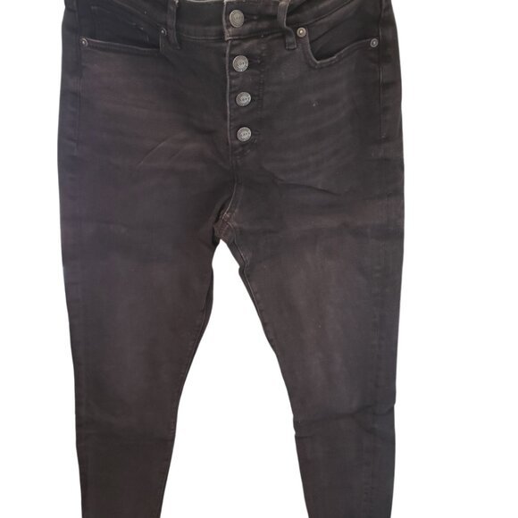 ANN TAYLOR LOFT High Waist Skinny Black Jeans Denim Button Fly Front 29/8 - Picture 3 of 4